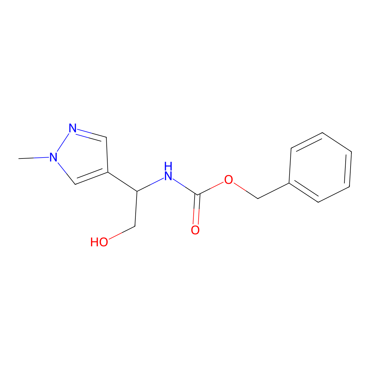 benzyl N-[2-hydroxy-1-(1-methyl-1H-pyrazol-4-yl)ethyl]carbamate molecular structure, CAS 2680735-37-7