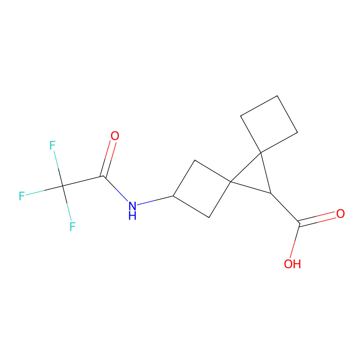 2-(2,2,2-Trifluoroacetamido)dispiro[3.0.3^{5}.1^{4}]nonane-9-carboxylic acid molecular structure, CAS 2680735-38-8