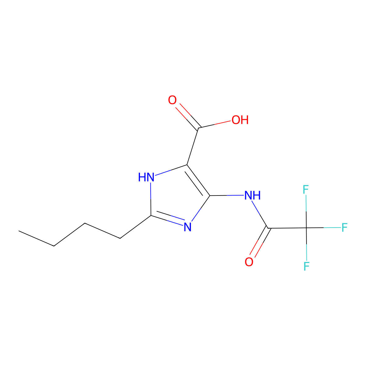 2-butyl-4-(2,2,2-trifluoroacetamido)-1H-imidazole-5-carboxylic acid molecular structure, CAS 2680735-40-2