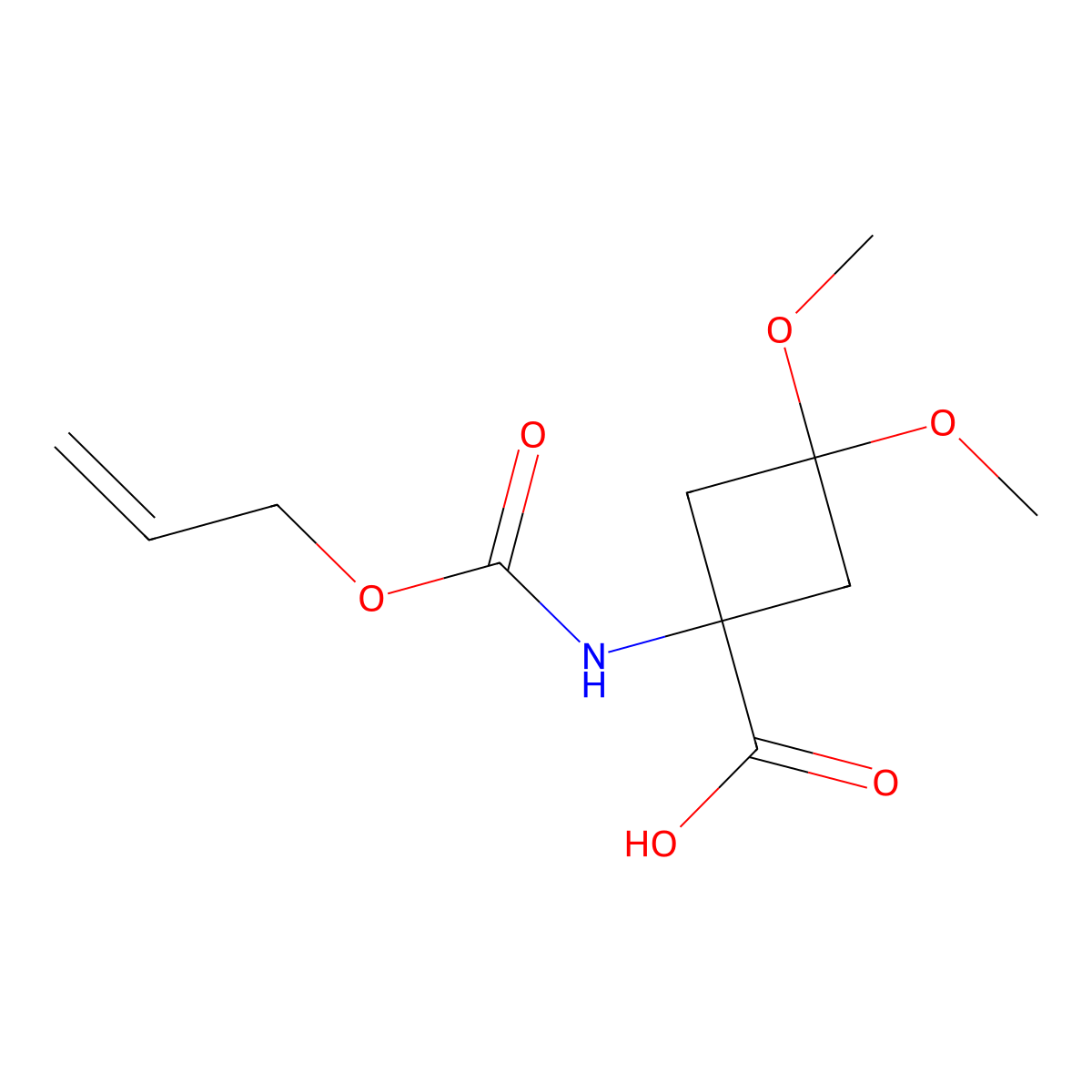 3,3-Dimethoxy-1-{[(prop-2-en-1-yloxy)carbonyl]amino}cyclobutane-1-carboxylic acid molecular structure, CAS 2680735-46-8