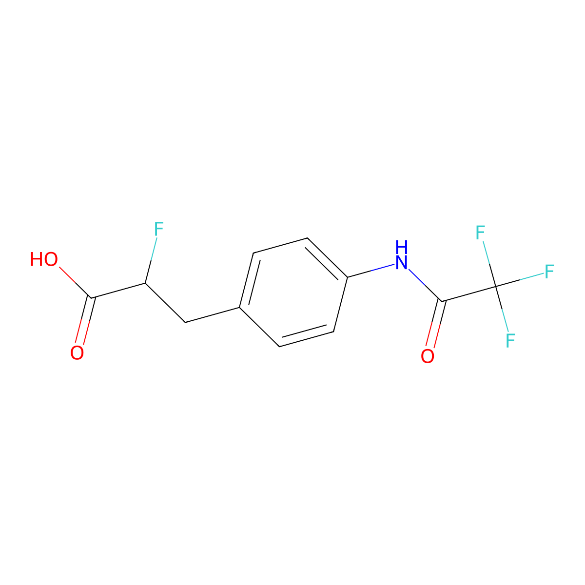 2-Fluoro-3-[4-(2,2,2-trifluoroacetamido)phenyl]propanoic acid molecular structure, CAS 2680735-48-0