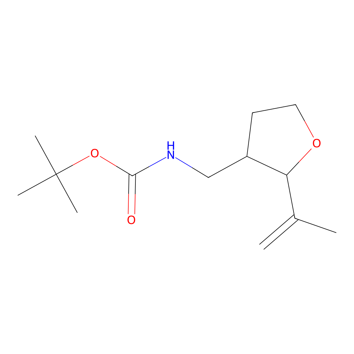 tert-butyl N-{[2-(prop-1-en-2-yl)oxolan-3-yl]methyl}carbamate molecular structure, CAS 2680735-53-7