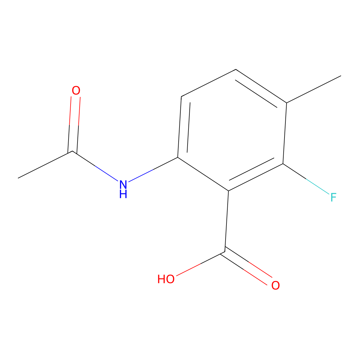 6-Acetamido-2-fluoro-3-methylbenzoic acid molecular structure, CAS 2680735-55-9