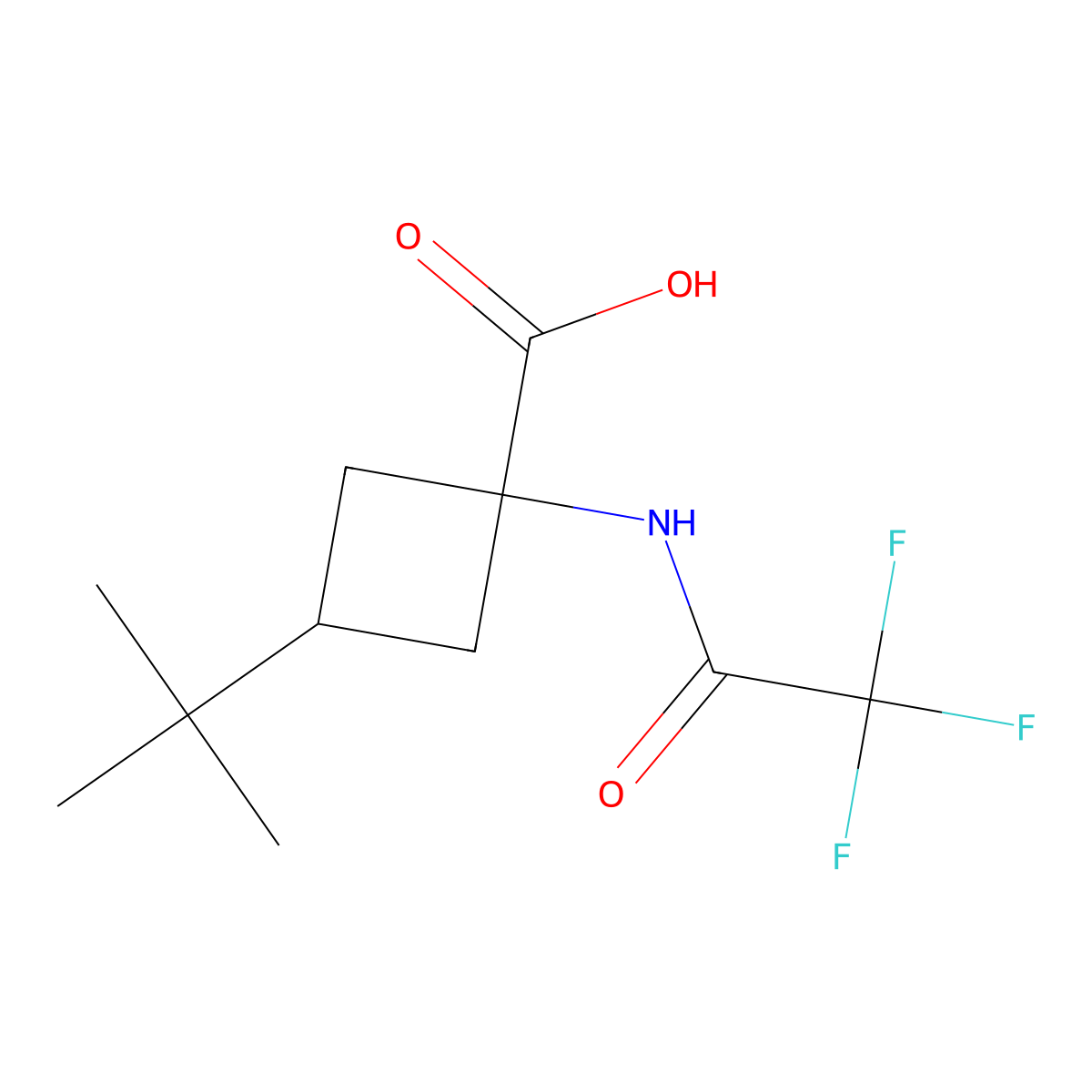 3-Tert-butyl-1-(trifluoroacetamido)cyclobutane-1-carboxylic acid molecular structure, CAS 2680735-59-3