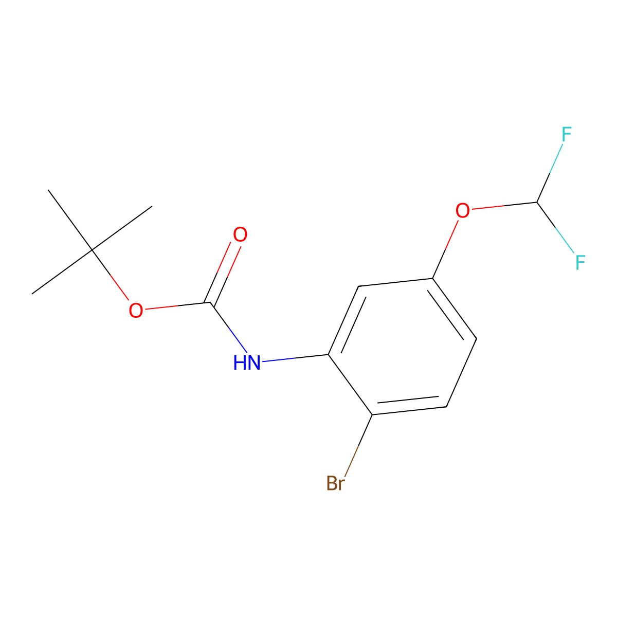 tert-butyl N-[2-bromo-5-(difluoromethoxy)phenyl]carbamate molecular structure, CAS 2680735-60-6