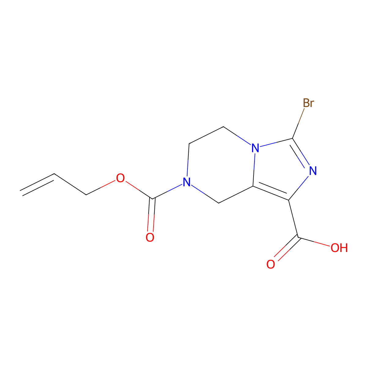 3-bromo-7-[(prop-2-en-1-yloxy)carbonyl]-5H,6H,7H,8H-imidazo[1,5-a]pyrazine-1-carboxylic acid molecular structure, CAS 2680735-66-2