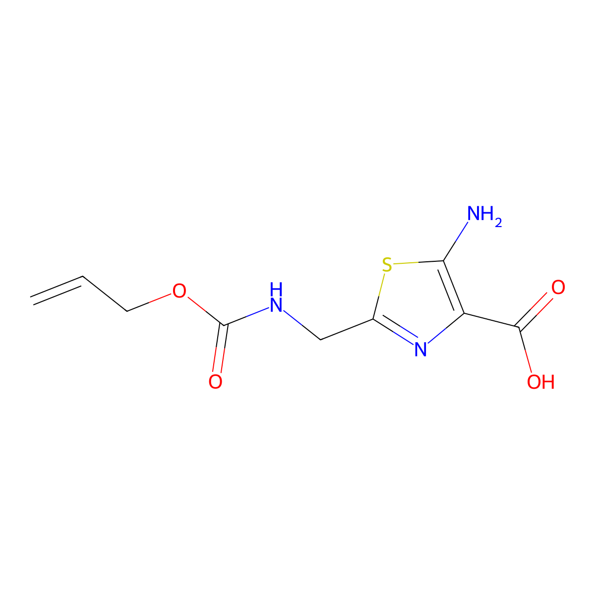 5-Amino-2-({[(prop-2-en-1-yloxy)carbonyl]amino}methyl)-1,3-thiazole-4-carboxylic acid molecular structure, CAS 2680735-67-3