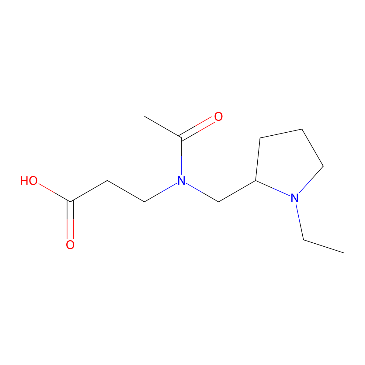 3-{N-[(1-ethylpyrrolidin-2-yl)methyl]acetamido}propanoic acid molecular structure, CAS 2680735-72-0