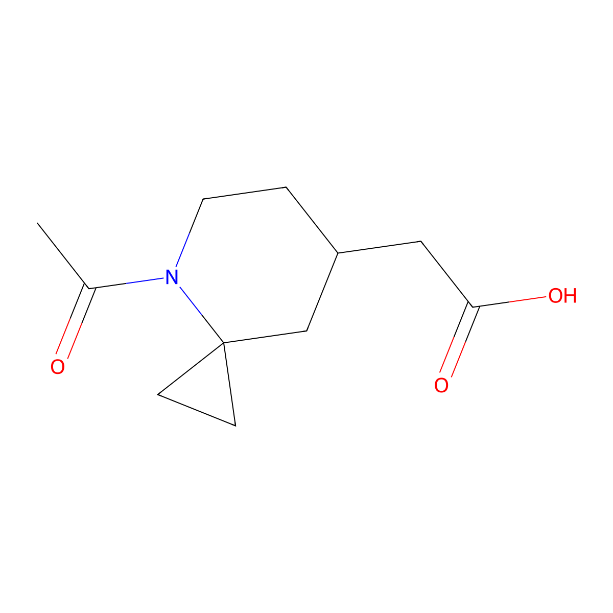 2-{4-Acetyl-4-azaspiro[2.5]octan-7-yl}acetic acid molecular structure, CAS 2680735-75-3
