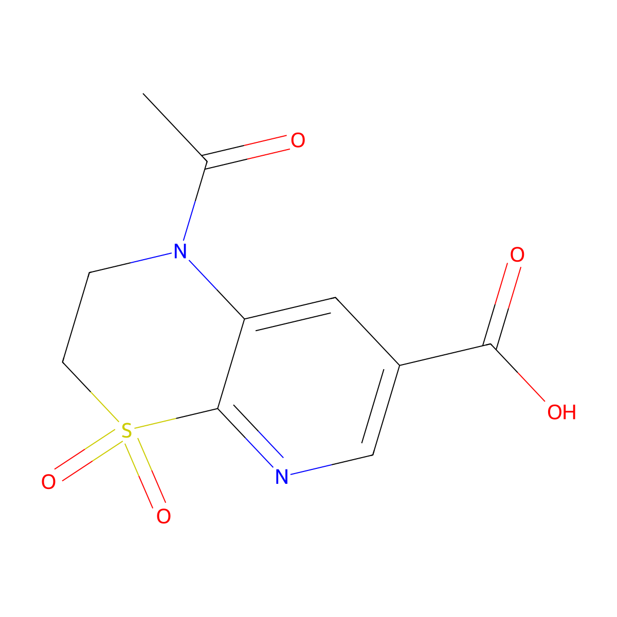 1-acetyl-4,4-dioxo-1H,2H,3H-4lambda6-pyrido[2,3-b][1,4]thiazine-7-carboxylic acid molecular structure, CAS 2680735-80-0