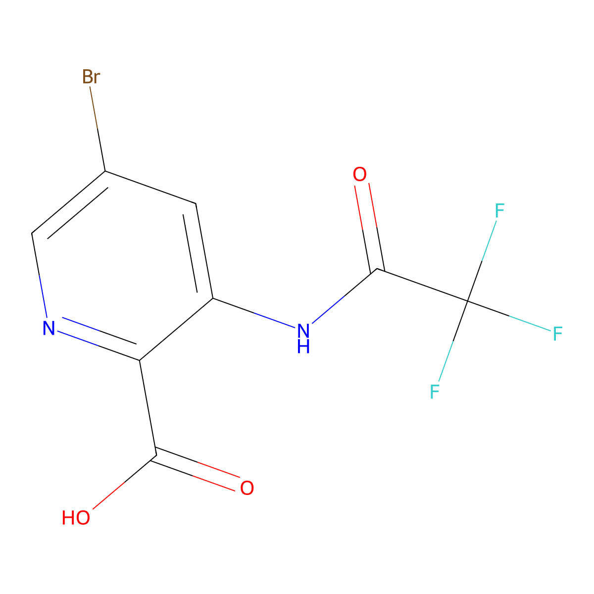 5-Bromo-3-(2,2,2-trifluoroacetamido)pyridine-2-carboxylic acid molecular structure, CAS 2680735-81-1