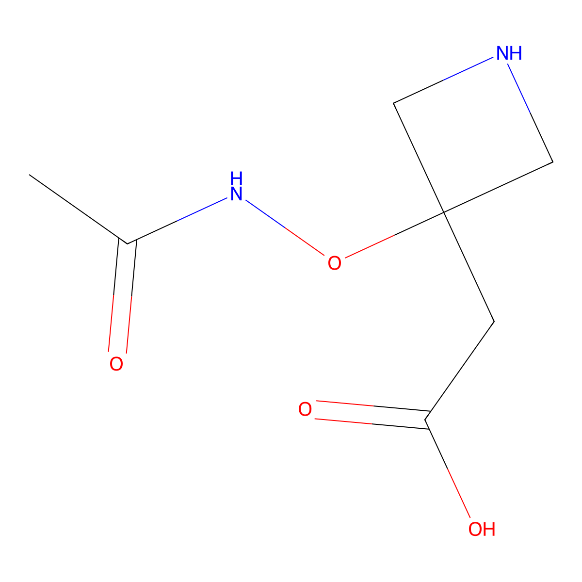 2-[3-(Acetamidooxy)azetidin-3-yl]acetic acid molecular structure, CAS 2680735-82-2