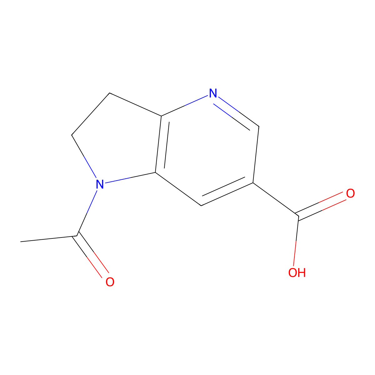 1-acetyl-1H,2H,3H-pyrrolo[3,2-b]pyridine-6-carboxylic acid molecular structure, CAS 2680735-84-4
