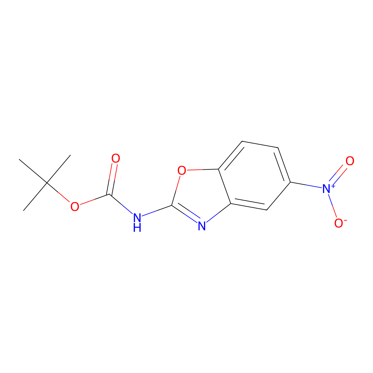 tert-butyl N-(5-nitro-1,3-benzoxazol-2-yl)carbamate molecular structure, CAS 2680735-87-7