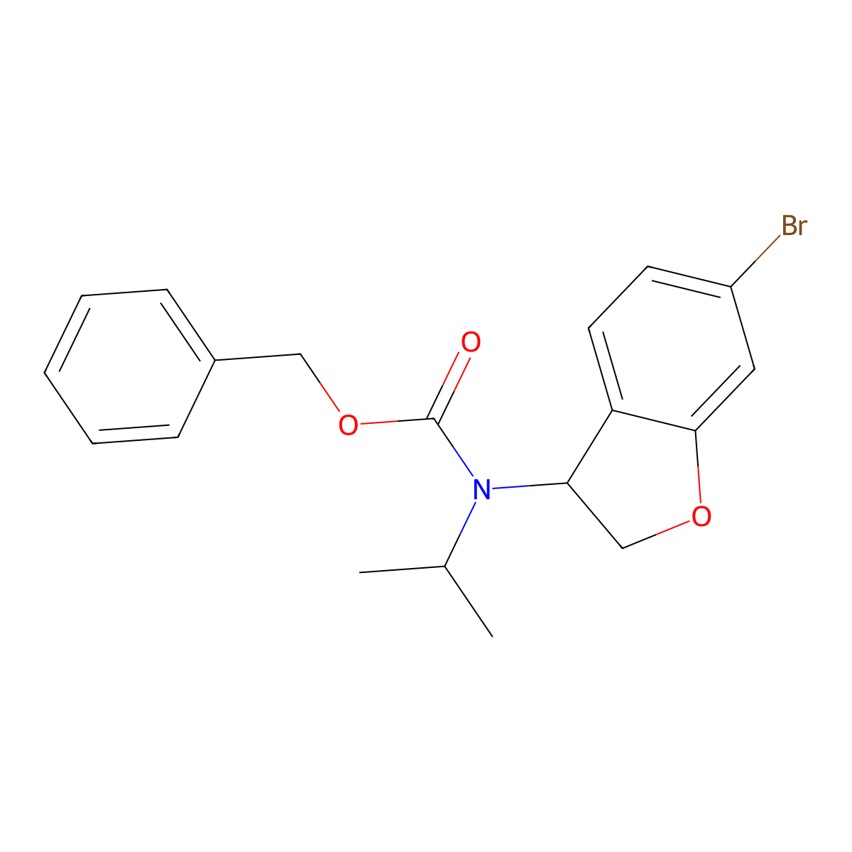 benzyl N-(6-bromo-2,3-dihydro-1-benzofuran-3-yl)-N-(propan-2-yl)carbamate molecular structure, CAS 2680735-91-3