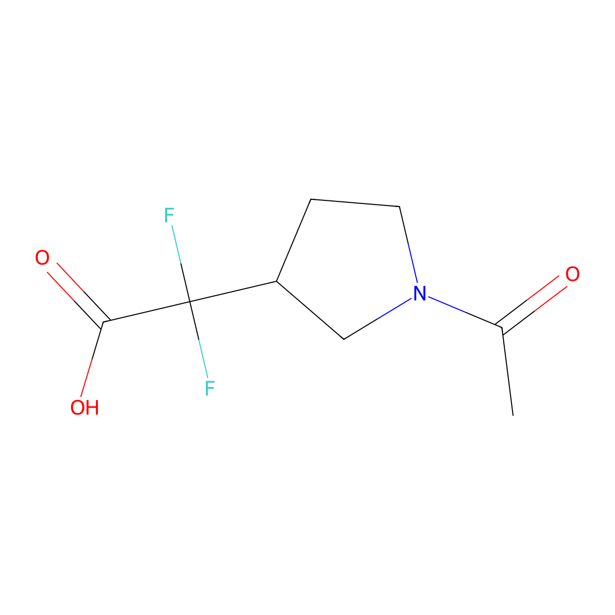 2-(1-Acetylpyrrolidin-3-yl)-2,2-difluoroacetic acid molecular structure, CAS 2680735-93-5
