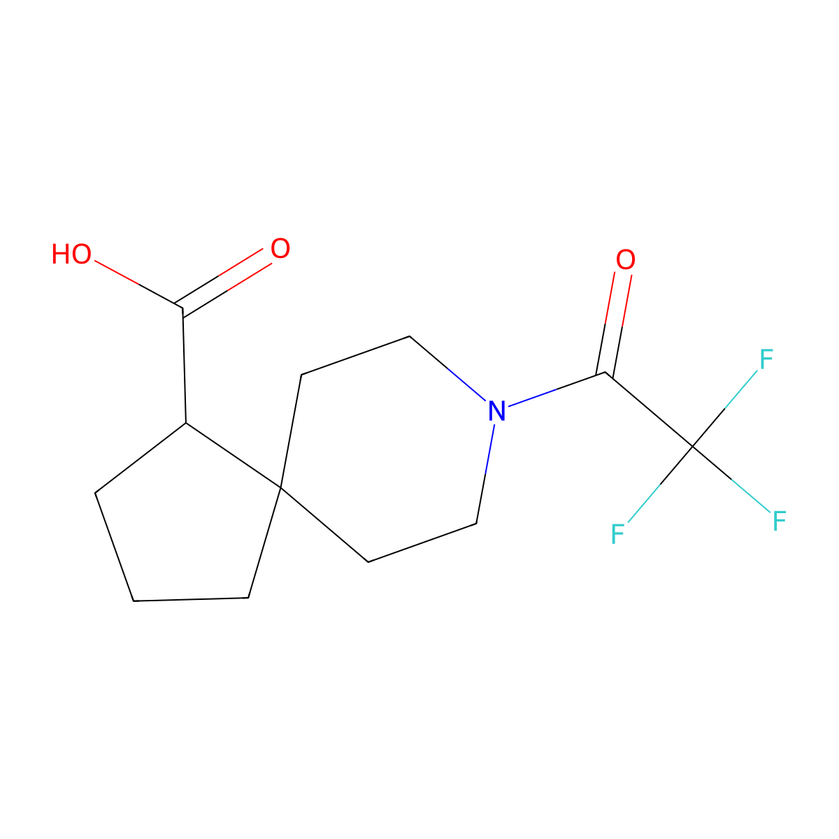 8-(2,2,2-Trifluoroacetyl)-8-azaspiro[4.5]decane-1-carboxylic acid molecular structure, CAS 2680735-94-6