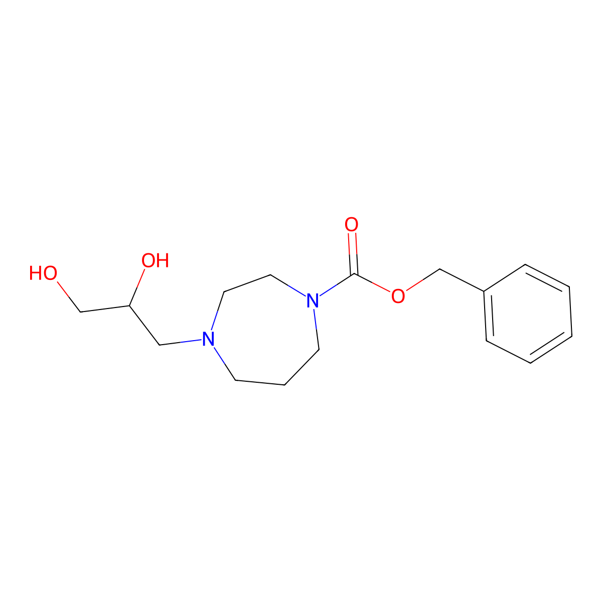 Benzyl 4-(2,3-dihydroxypropyl)-1,4-diazepane-1-carboxylate molecular structure, CAS 2680736-01-8