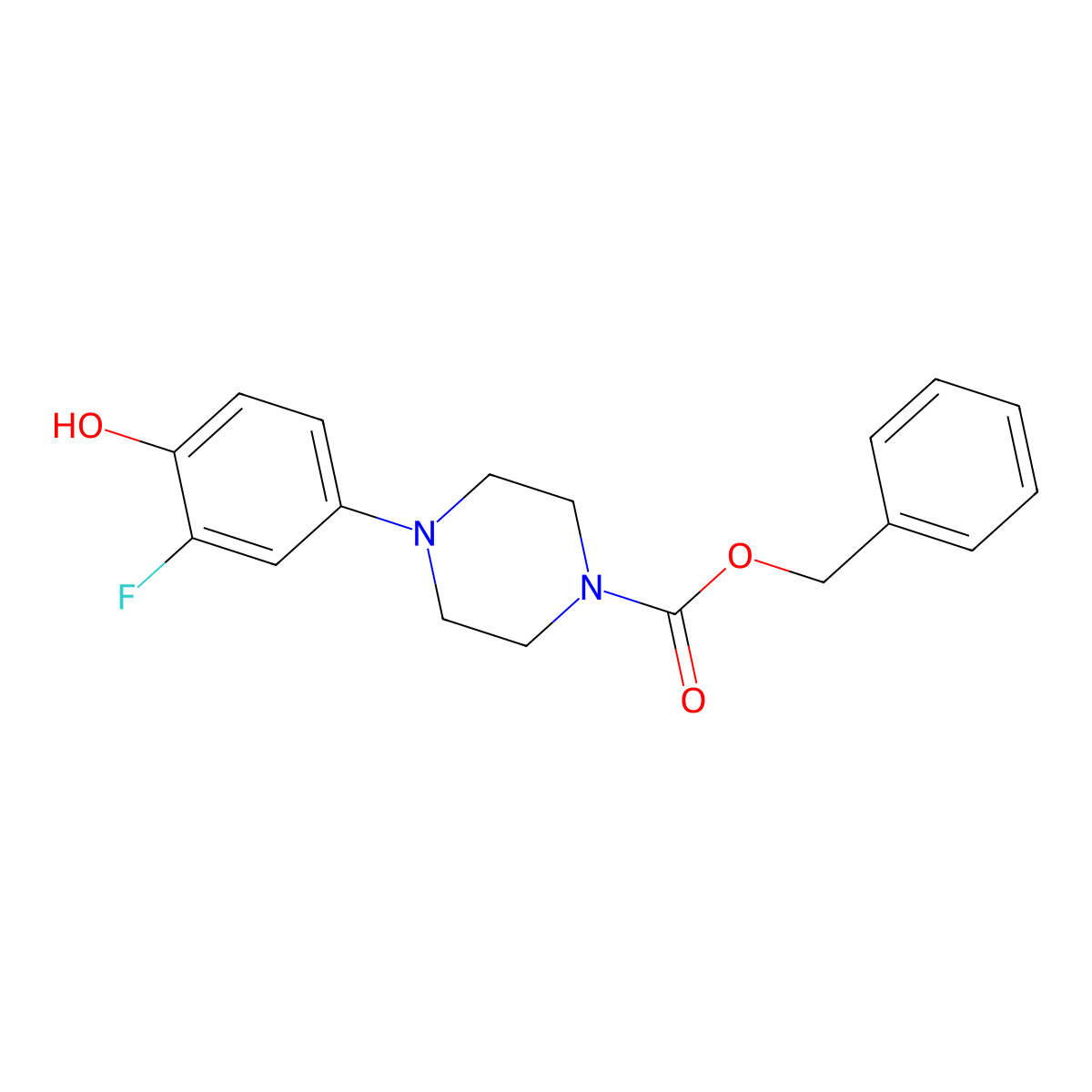 Benzyl 4-(3-fluoro-4-hydroxyphenyl)piperazine-1-carboxylate molecular structure, CAS 2680736-02-9