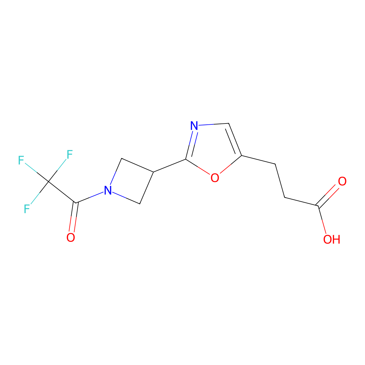 3-{2-[1-(2,2,2-Trifluoroacetyl)azetidin-3-yl]-1,3-oxazol-5-yl}propanoic acid molecular structure, CAS 2680736-08-5