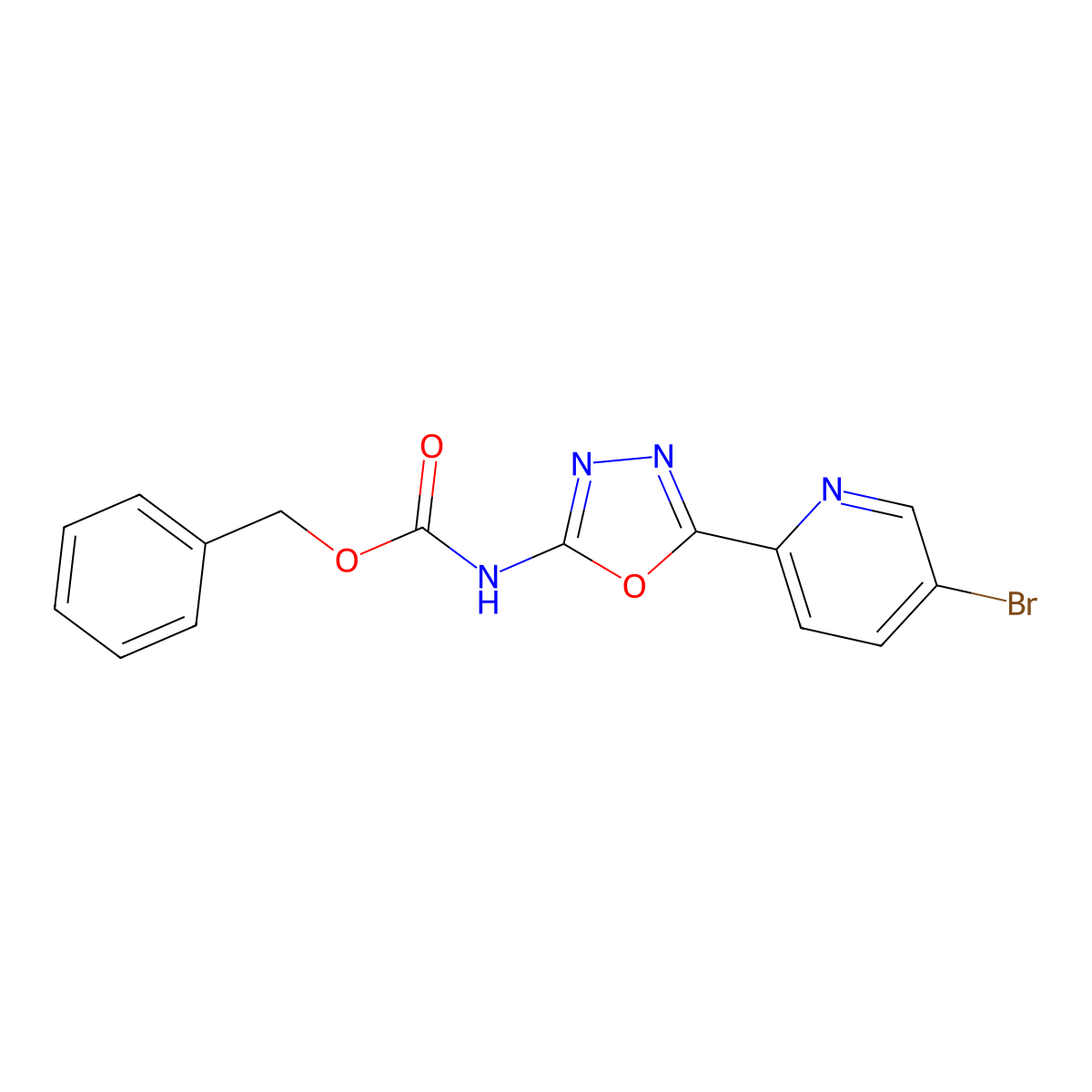 benzyl N-[5-(5-bromopyridin-2-yl)-1,3,4-oxadiazol-2-yl]carbamate molecular structure, CAS 2680736-28-9
