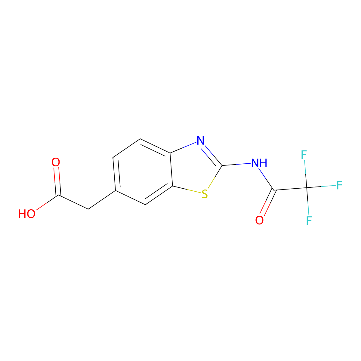 2-[2-(2,2,2-Trifluoroacetamido)-1,3-benzothiazol-6-yl]acetic acid molecular structure, CAS 2680736-36-9