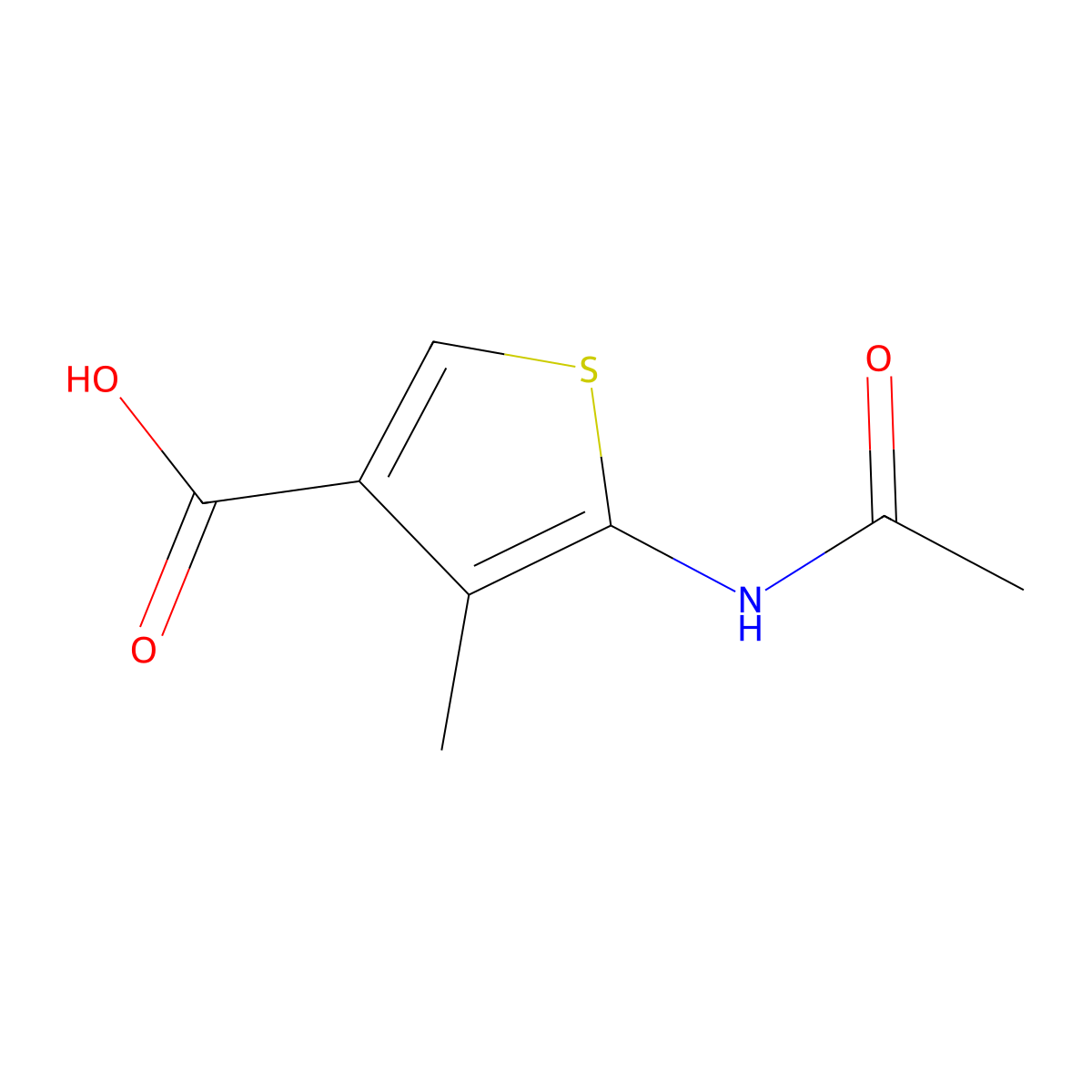 5-Acetamido-4-methylthiophene-3-carboxylic acid molecular structure, CAS 2680736-38-1