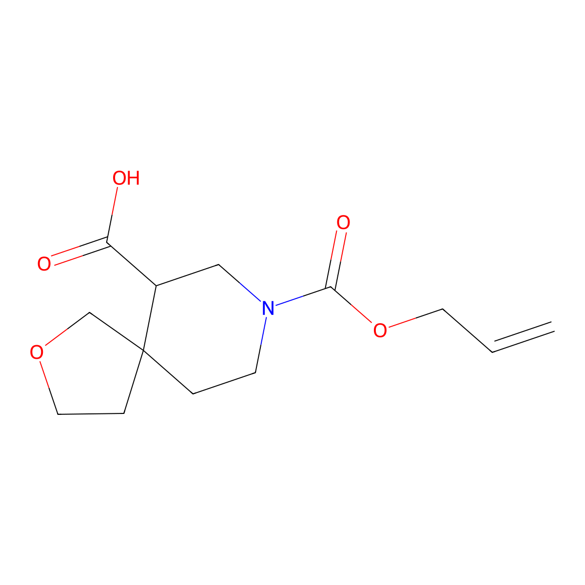8-[(Prop-2-en-1-yloxy)carbonyl]-2-oxa-8-azaspiro[4.5]decane-6-carboxylic acid molecular structure, CAS 2680736-42-7