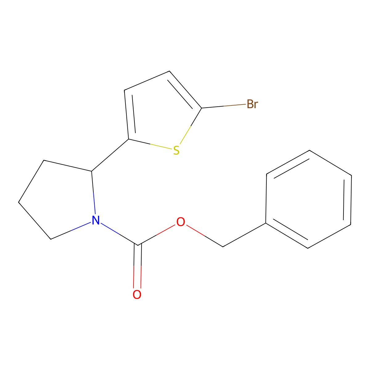 Benzyl 2-(5-bromothiophen-2-yl)pyrrolidine-1-carboxylate molecular structure, CAS 2680736-51-8