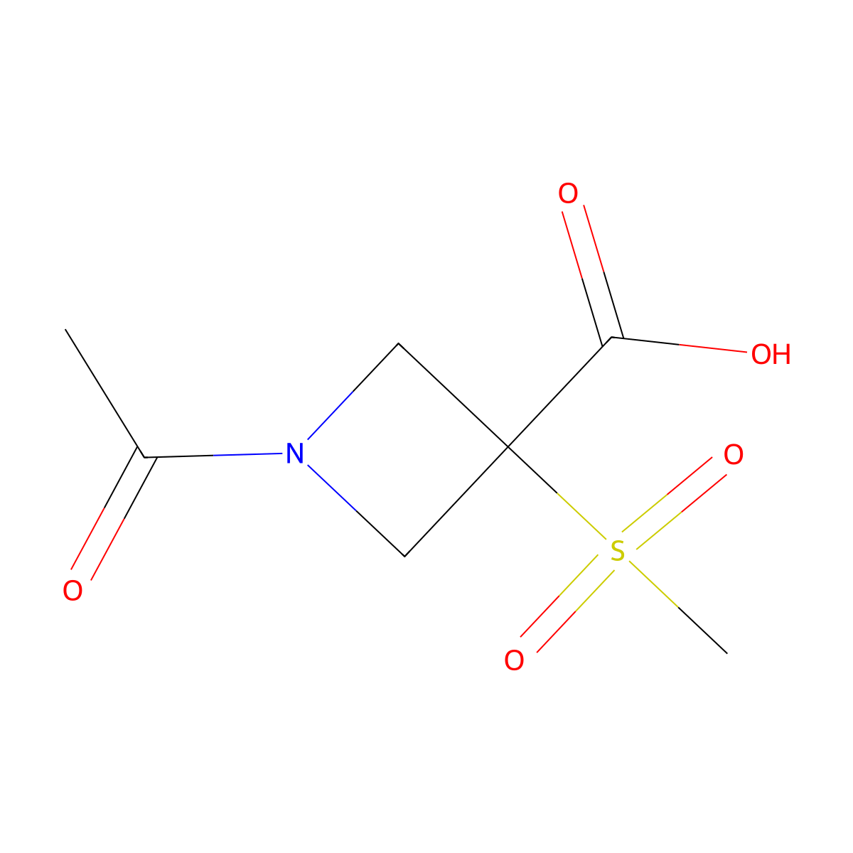1-Acetyl-3-methanesulfonylazetidine-3-carboxylic acid molecular structure, CAS 2680736-53-0