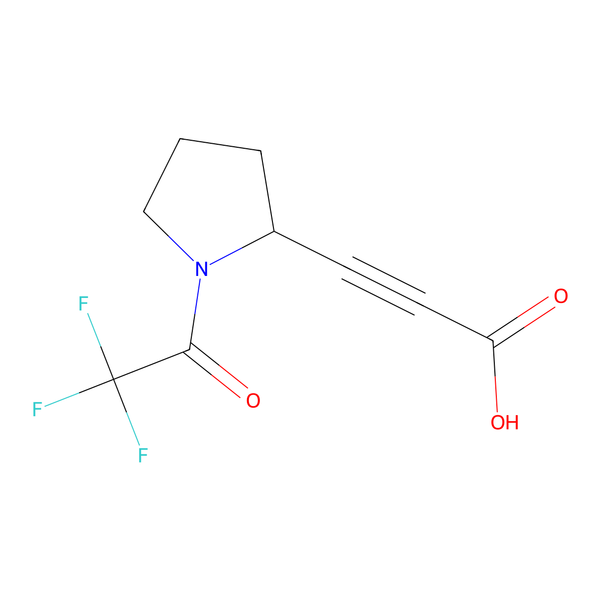 3-[1-(2,2,2-Trifluoroacetyl)pyrrolidin-2-yl]prop-2-ynoic acid molecular structure, CAS 2680736-54-1