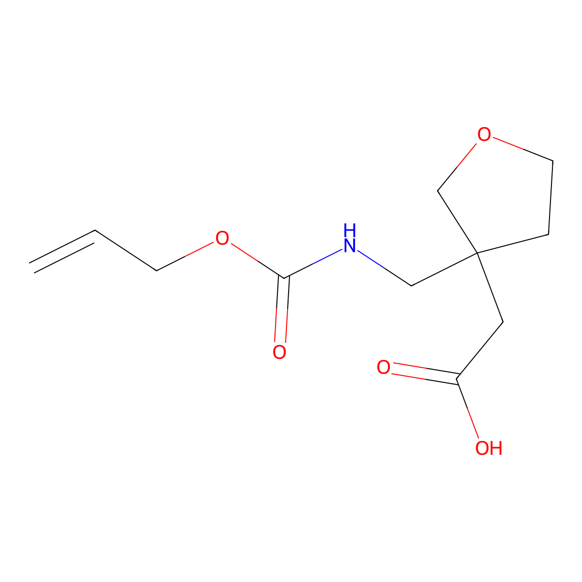 2-[3-({[(Prop-2-en-1-yloxy)carbonyl]amino}methyl)oxolan-3-yl]acetic acid molecular structure, CAS 2680736-55-2