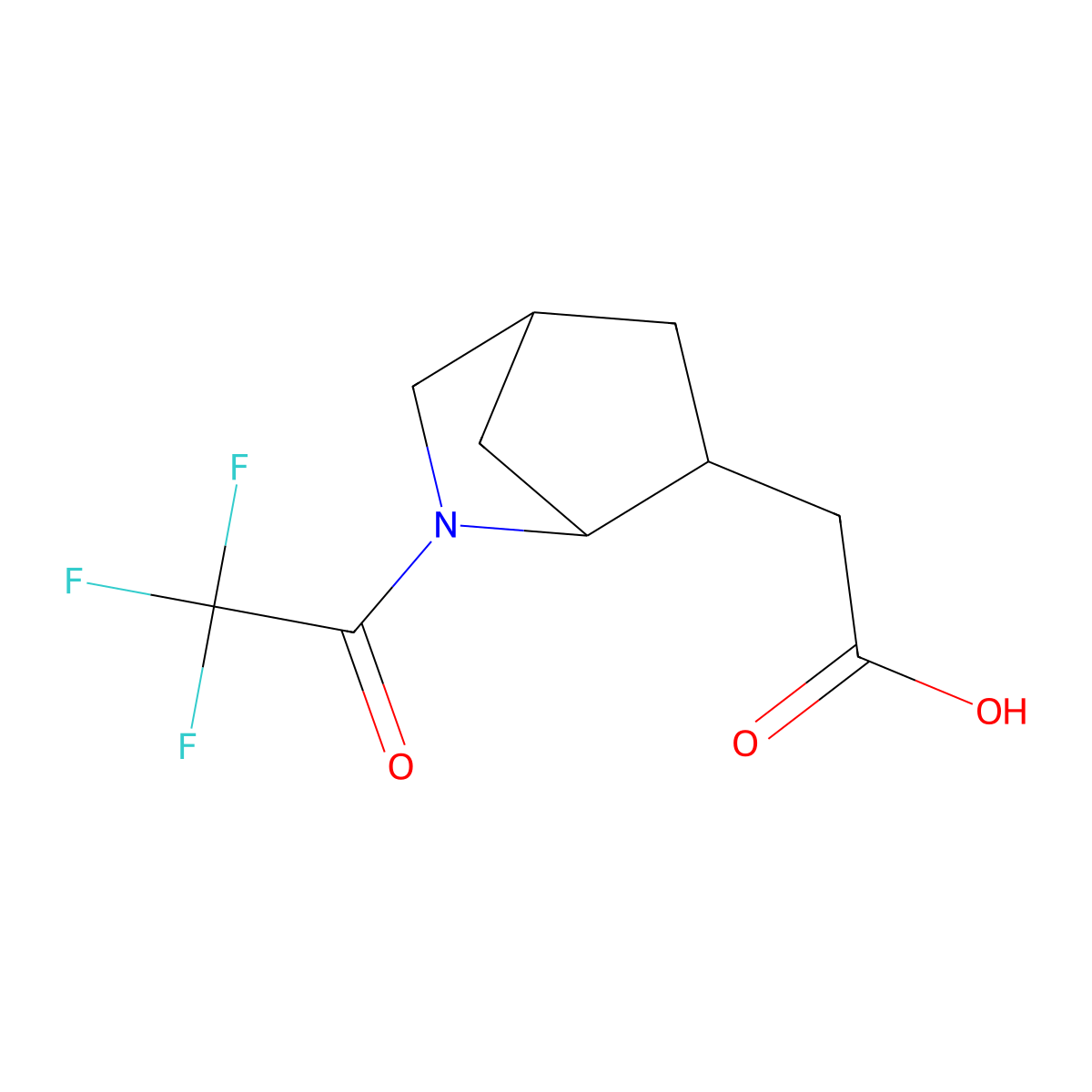 2-[2-(2,2,2-Trifluoroacetyl)-2-azabicyclo[2.2.1]heptan-6-yl]acetic acid molecular structure, CAS 2680736-63-2