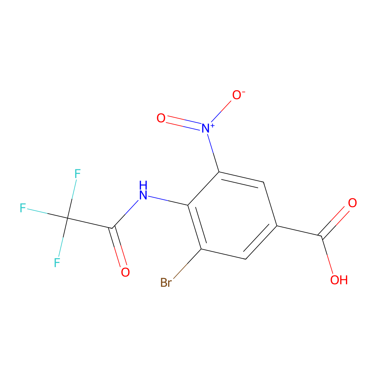 3-Bromo-5-nitro-4-(2,2,2-trifluoroacetamido)benzoic acid molecular structure, CAS 2680736-71-2