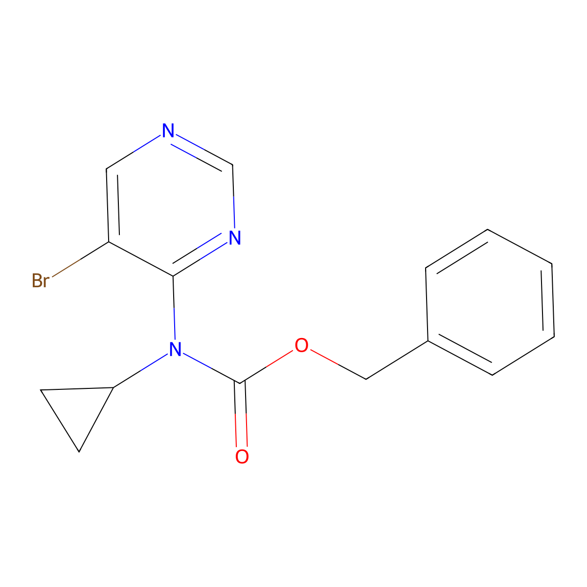 benzyl N-(5-bromopyrimidin-4-yl)-N-cyclopropylcarbamate molecular structure, CAS 2680736-78-9