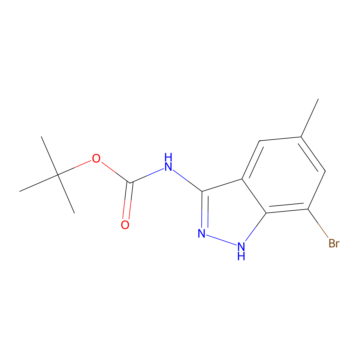 tert-butyl N-(7-bromo-5-methyl-1H-indazol-3-yl)carbamate molecular structure, CAS 2680736-81-4