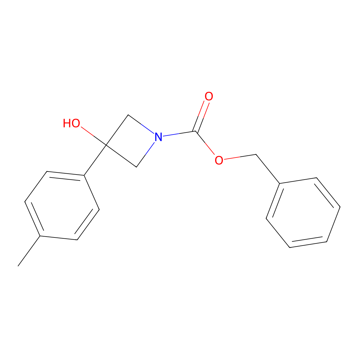 Benzyl 3-hydroxy-3-(4-methylphenyl)azetidine-1-carboxylate molecular structure, CAS 2680736-82-5