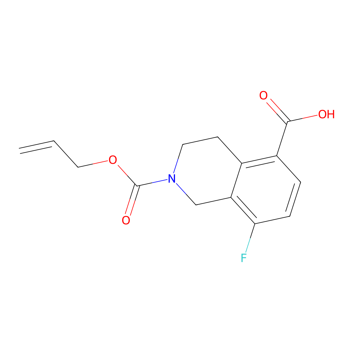 8-Fluoro-2-[(prop-2-en-1-yloxy)carbonyl]-1,2,3,4-tetrahydroisoquinoline-5-carboxylic acid molecular structure, CAS 2680736-83-6