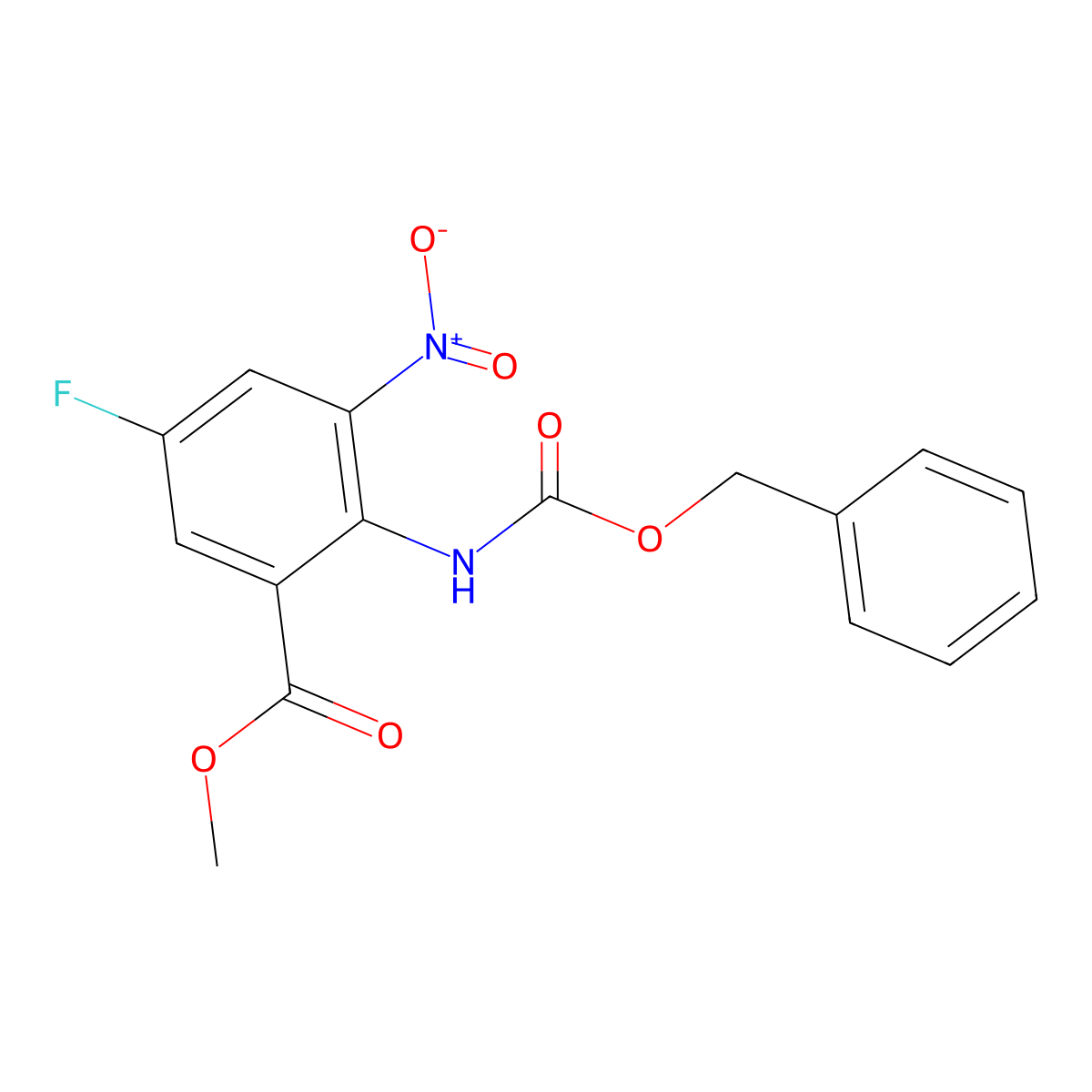 Methyl 2-{[(benzyloxy)carbonyl]amino}-5-fluoro-3-nitrobenzoate molecular structure, CAS 2680736-87-0