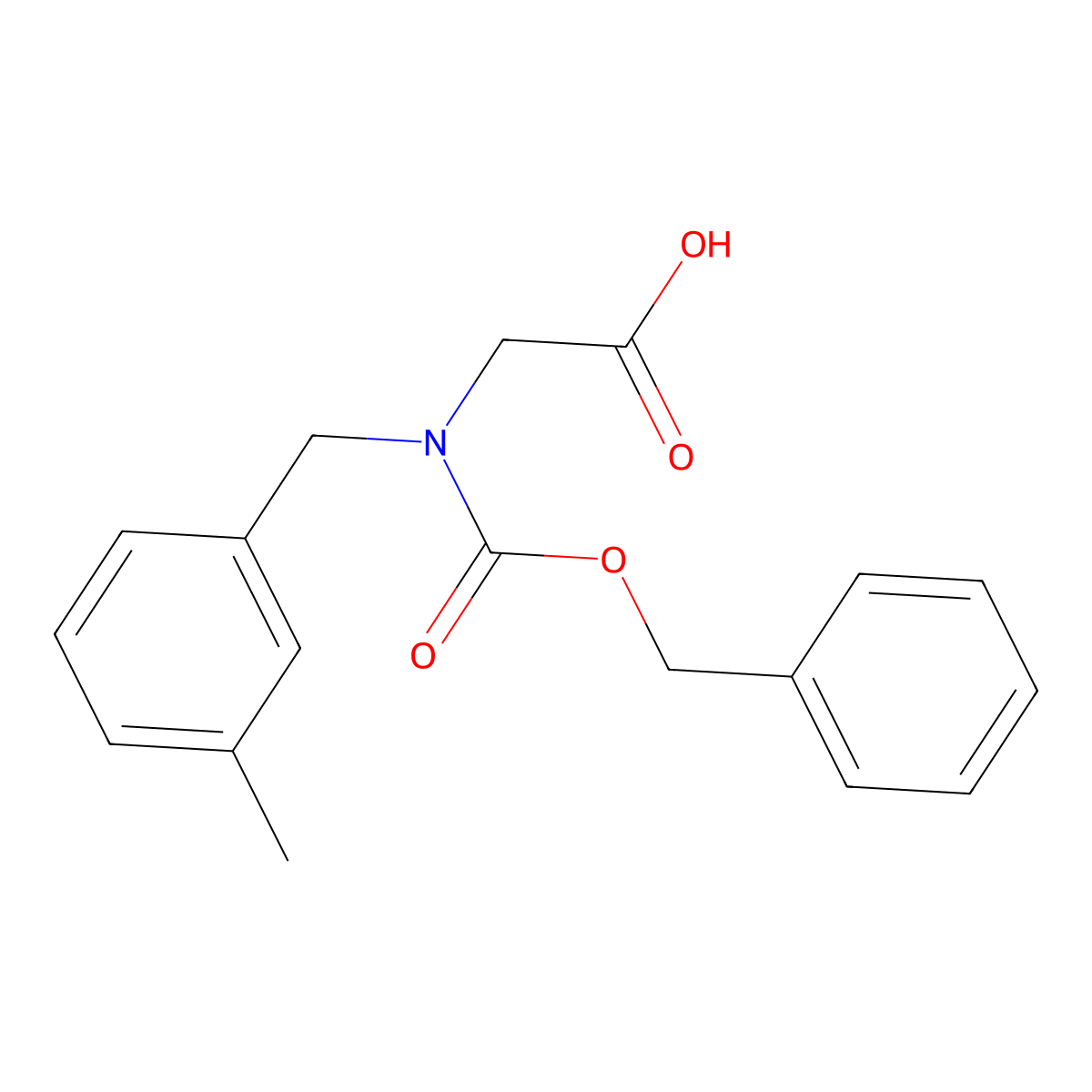 2-{[(Benzyloxy)carbonyl][(3-methylphenyl)methyl]amino}acetic acid molecular structure, CAS 2680736-92-7