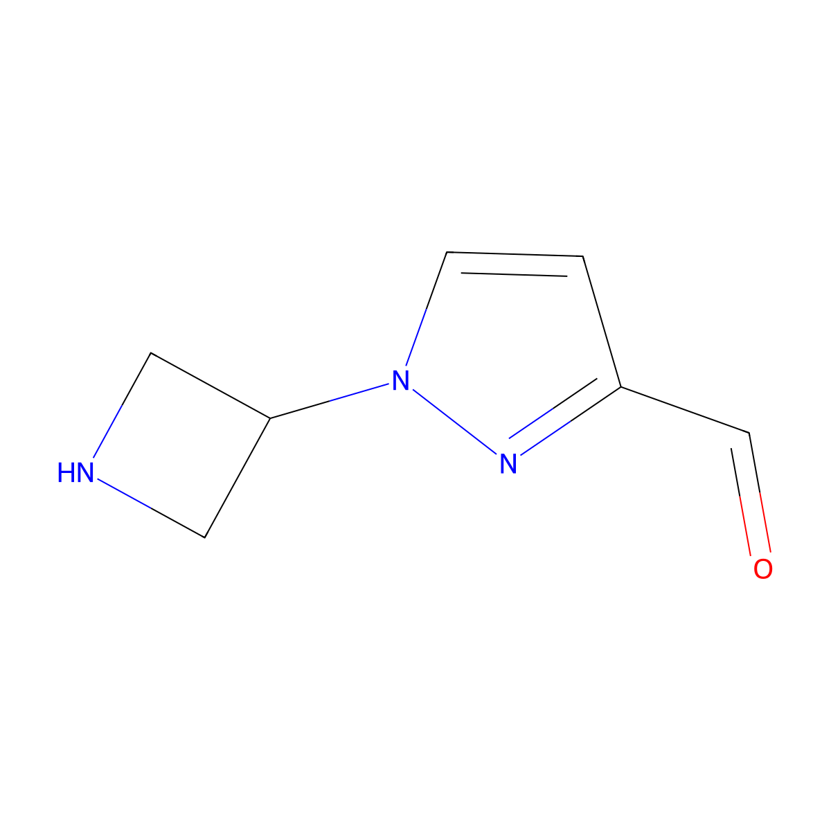 1-(azetidin-3-yl)-1H-pyrazole-3-carbaldehyde molecular structure, CAS 2680736-94-9