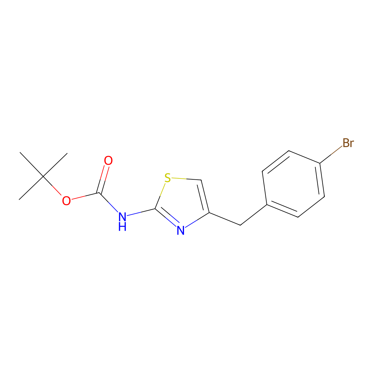 tert-butyl N-{4-[(4-bromophenyl)methyl]-1,3-thiazol-2-yl}carbamate molecular structure, CAS 2680737-07-7