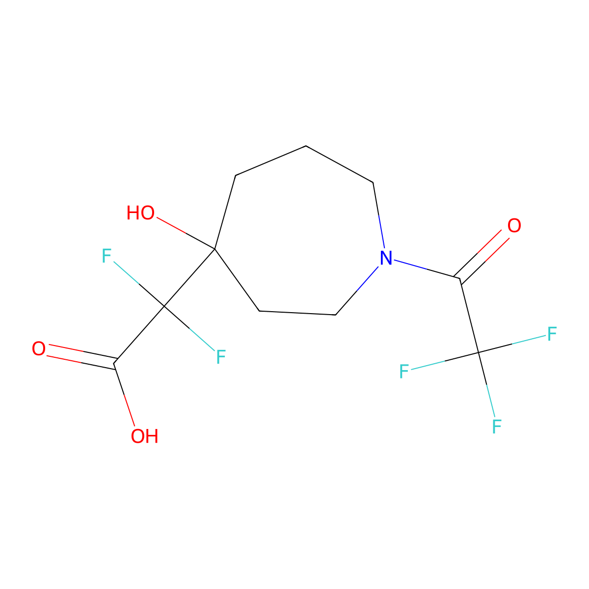 2,2-Difluoro-2-[4-hydroxy-1-(2,2,2-trifluoroacetyl)azepan-4-yl]acetic acid molecular structure, CAS 2680737-08-8