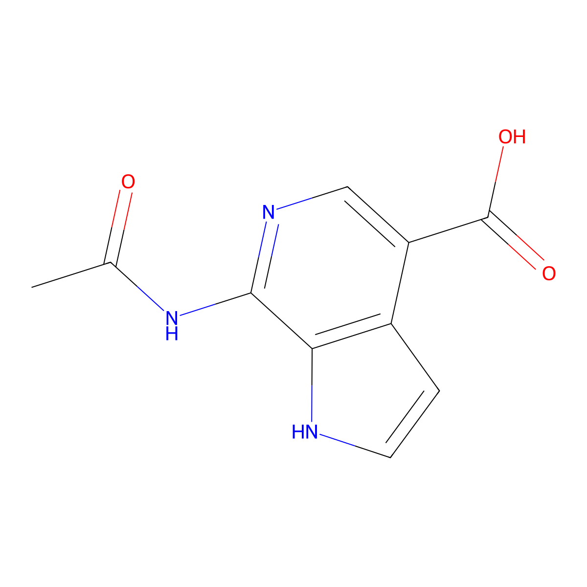 7-acetamido-1H-pyrrolo[2,3-c]pyridine-4-carboxylic acid molecular structure, CAS 2680737-12-4