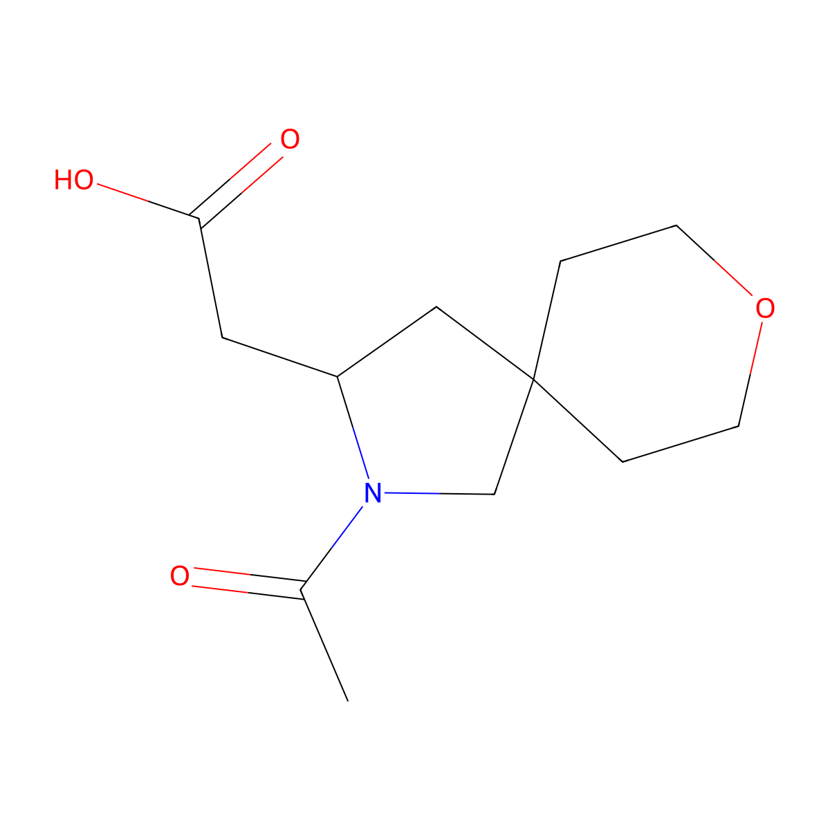 2-{2-Acetyl-8-oxa-2-azaspiro[4.5]decan-3-yl}acetic acid molecular structure, CAS 2680737-14-6