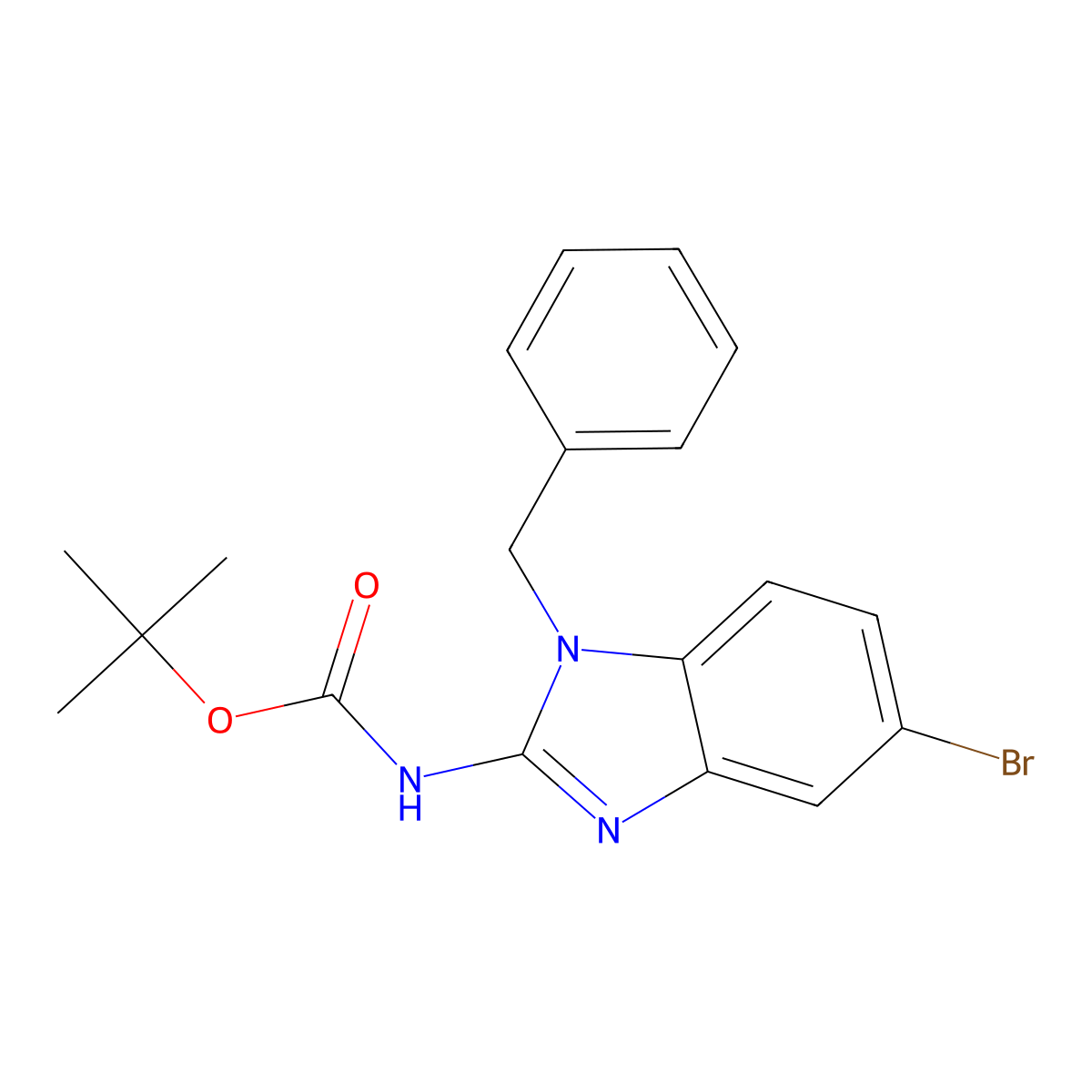 tert-butyl N-(1-benzyl-5-bromo-1H-1,3-benzodiazol-2-yl)carbamate molecular structure, CAS 2680737-21-5