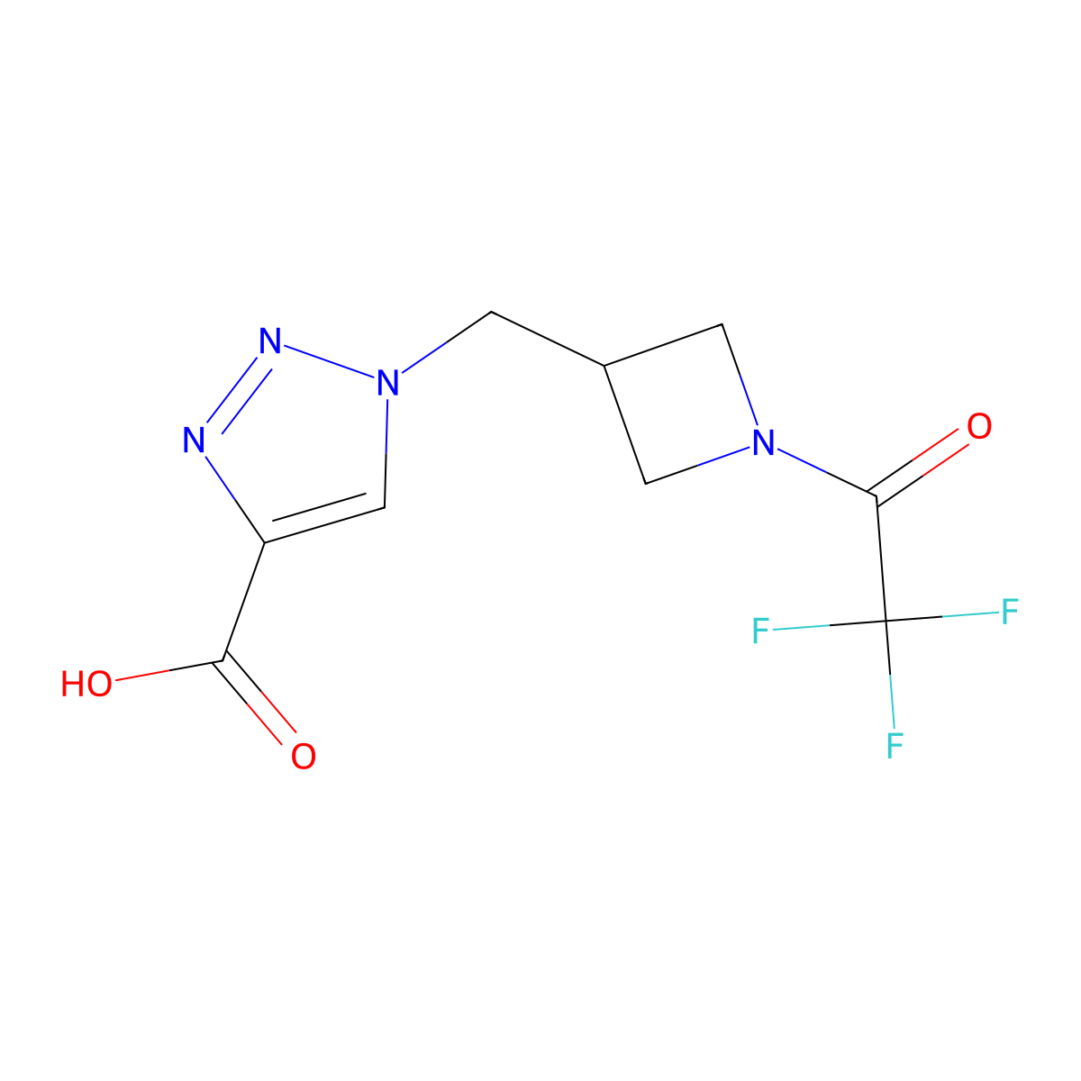 1-{[1-(2,2,2-trifluoroacetyl)azetidin-3-yl]methyl}-1H-1,2,3-triazole-4-carboxylic acid molecular structure, CAS 2680737-31-7