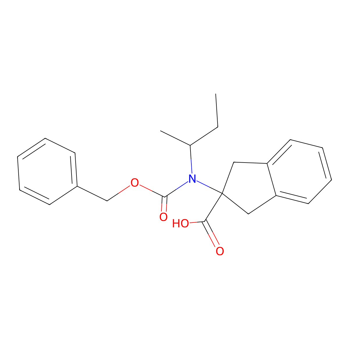 2-{[(benzyloxy)carbonyl](butan-2-yl)amino}-2,3-dihydro-1H-indene-2-carboxylic acid molecular structure, CAS 2680737-35-1