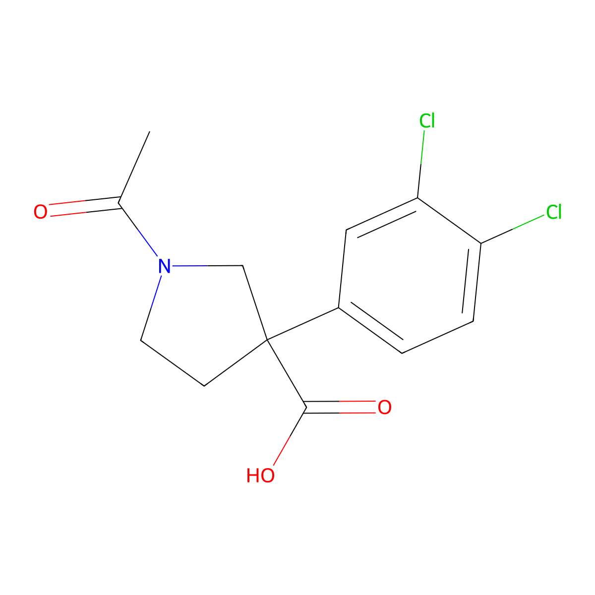 1-Acetyl-3-(3,4-dichlorophenyl)pyrrolidine-3-carboxylic acid molecular structure, CAS 2680737-36-2