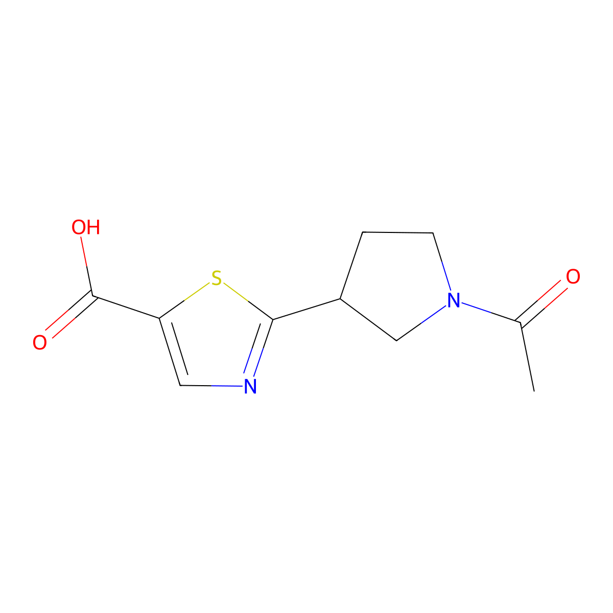 2-(1-Acetylpyrrolidin-3-yl)-1,3-thiazole-5-carboxylic acid molecular structure, CAS 2680737-44-2